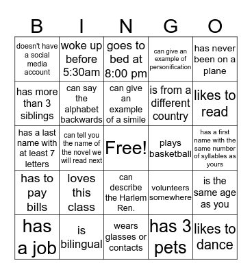 Find Someone Who... Bingo Card