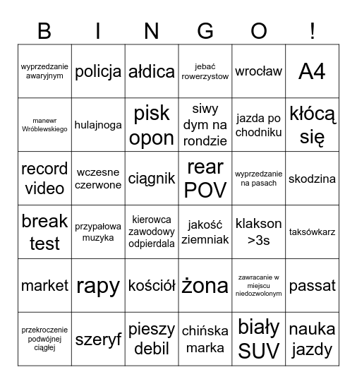 stop cham Bingo Card