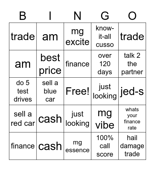 Saturday is for sales Bingo Card