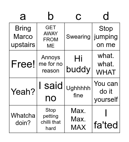 Family bingo Card