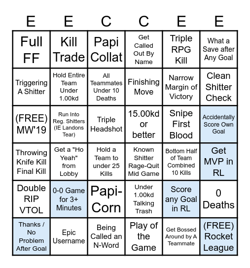 EECCEE by GHEY WHEAPON Bingo Card