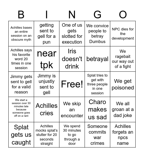Reborn Bingo Card