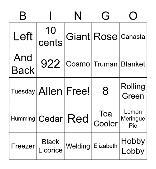 All About Mom-Mom Bingo Card