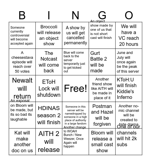 2026 WOAH Bunch Bingo Card