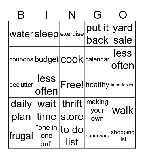 judy  Bingo Card
