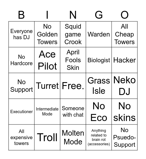 TDS Bingo Card
