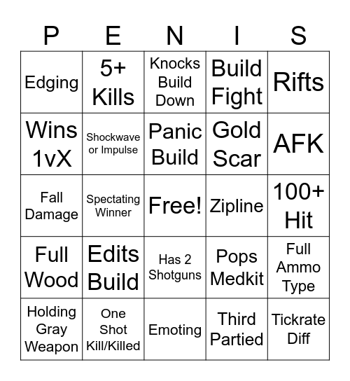 Fortniteo Bingo Card