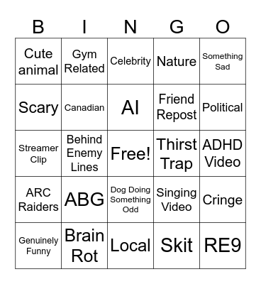 TikTok Bingo Card