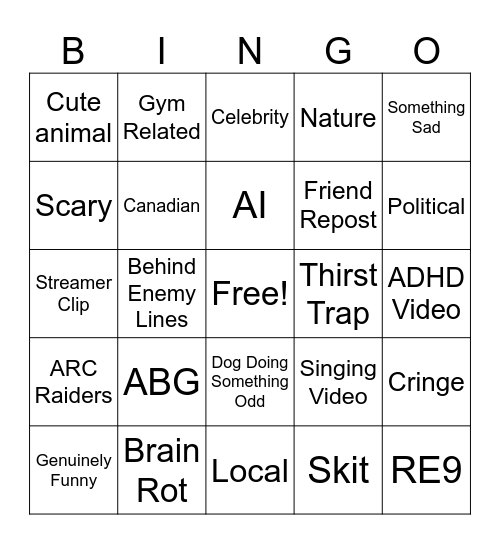 TikTok Bingo Card