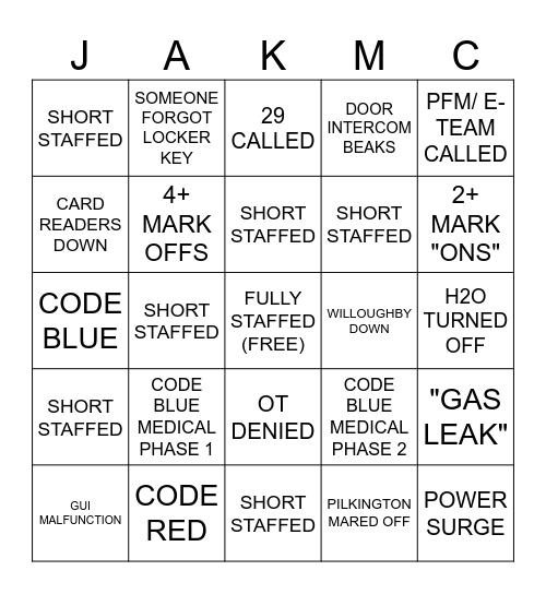 Murphy's Law (WEEKLY) Bingo Card