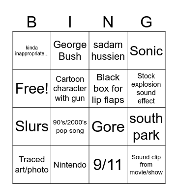 Newgrounds bingo Card
