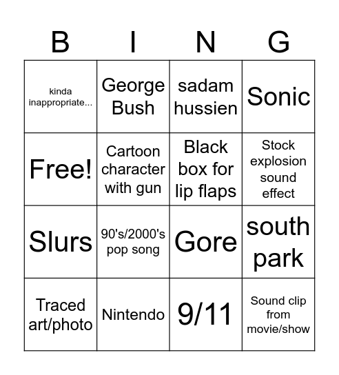 Newgrounds bingo Card