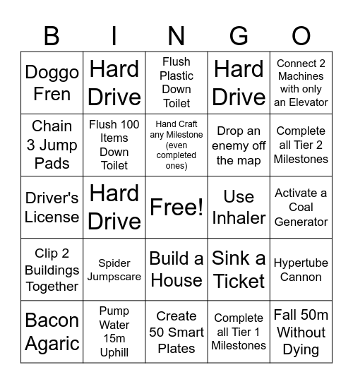 Satisfactory Bingo Card