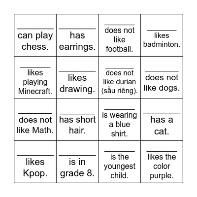 Find someone who... Bingo Card