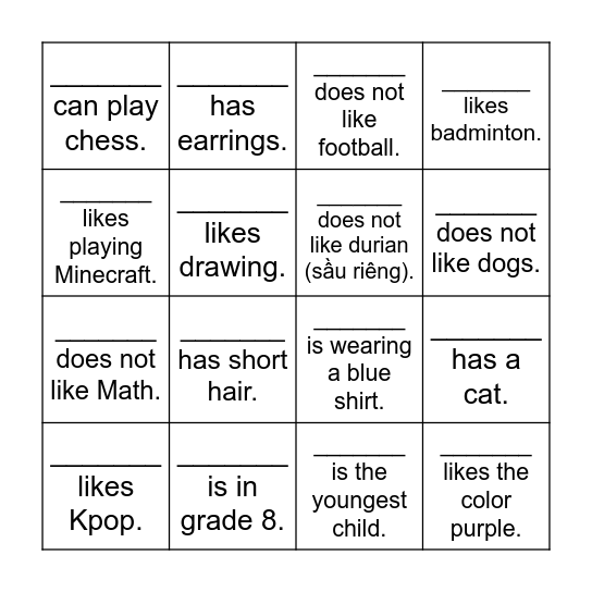 Find someone who... Bingo Card