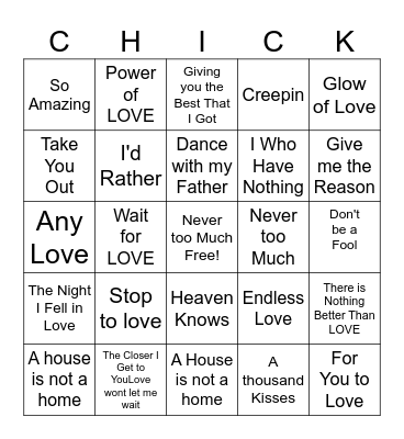 Chicks LutherFest 2026 Bingo Card