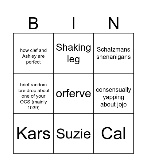 What did Zoe say today Bingo Card