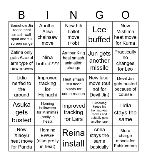 Season 3 bingo Card