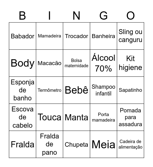 Chá de Fralda do Ethan Kaleo Bingo Card