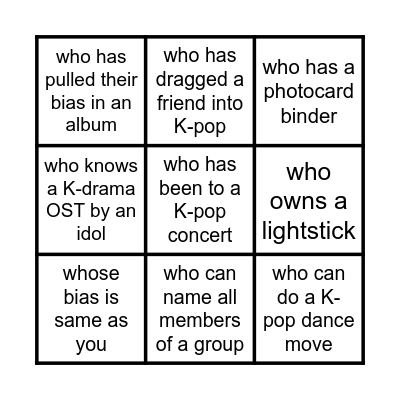 Find someone... Bingo Card