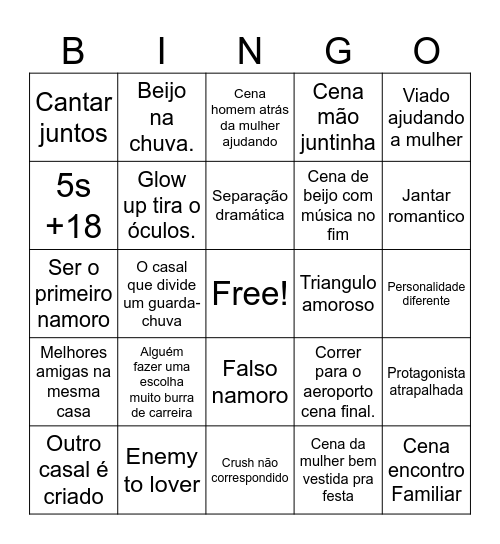 Romantitc Bingo Card