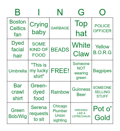 Happy St Patrick's Day! Bingo Card