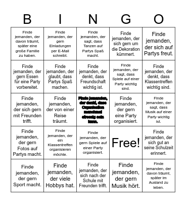 Klassentreffen Bingo Card