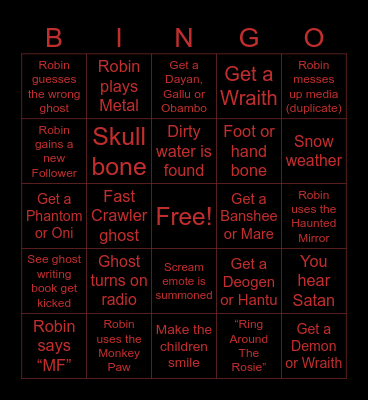 Robin’s LIVE BINGO Card