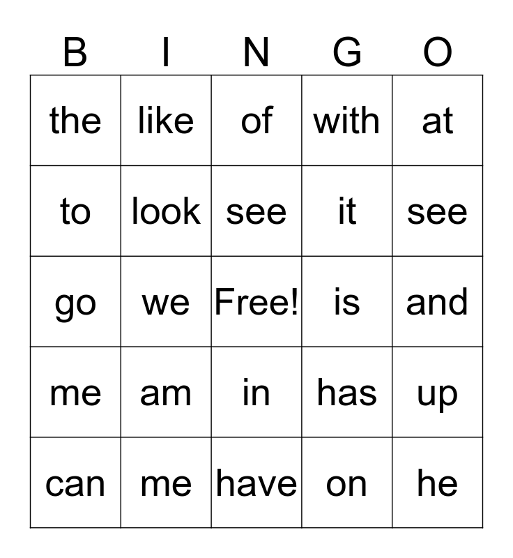 Easy Kindergarten Words