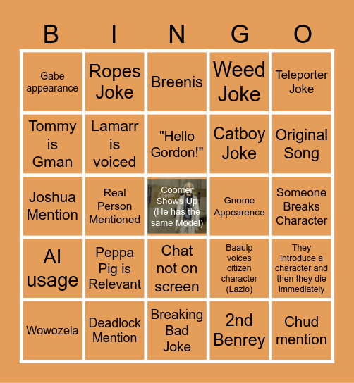 HL2VRAI Bingo Card