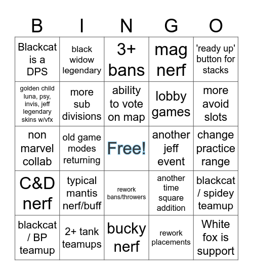 Season 7 Rivals BINGO Card