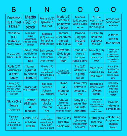 SVU Super Saturday Bingo Card