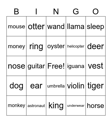 Letters A-W!! Bingo Card