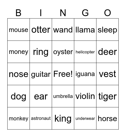 Letters A-W!! Bingo Card