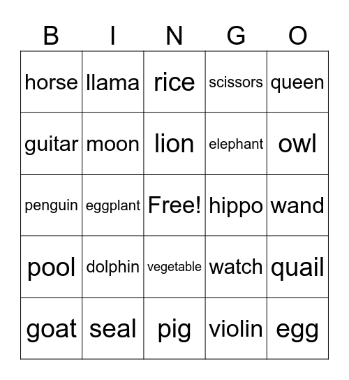A-W Bingo! Bingo Card