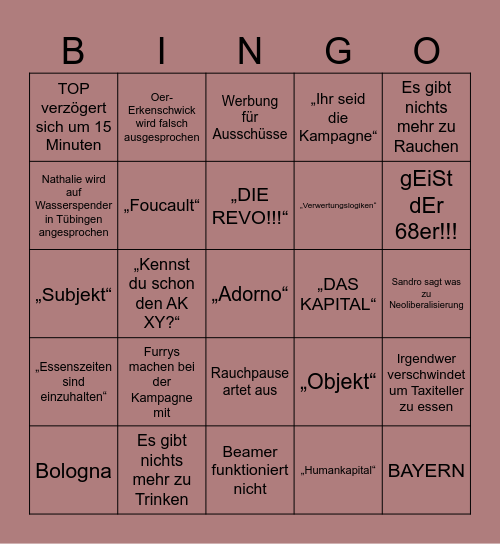 Taxiteller Konferenz Bingo Card
