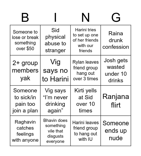 Pahil Bingo Card