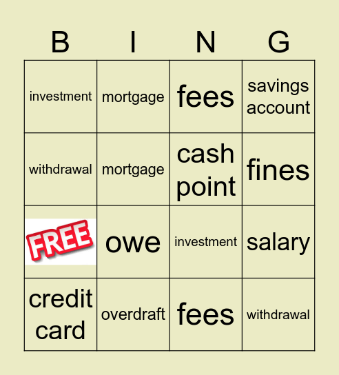 Vocab to describe different types of money Bingo Card