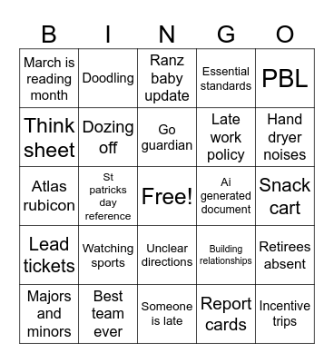 PD 3.16 Bingo Card
