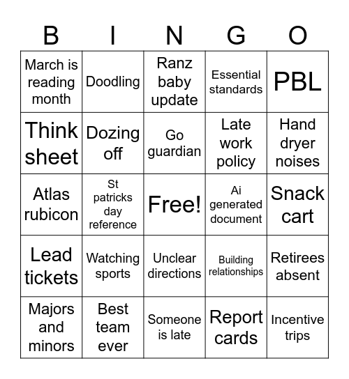 PD 3.16 Bingo Card