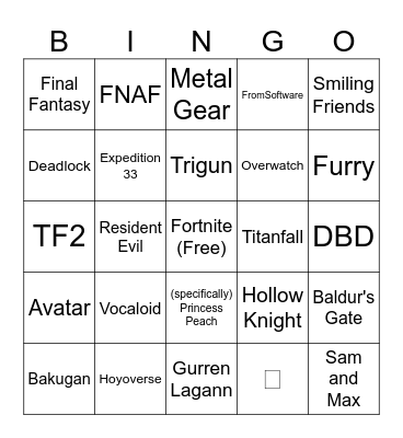 Goldnova '26 Cosplay Bingo (scuffed) Bingo Card