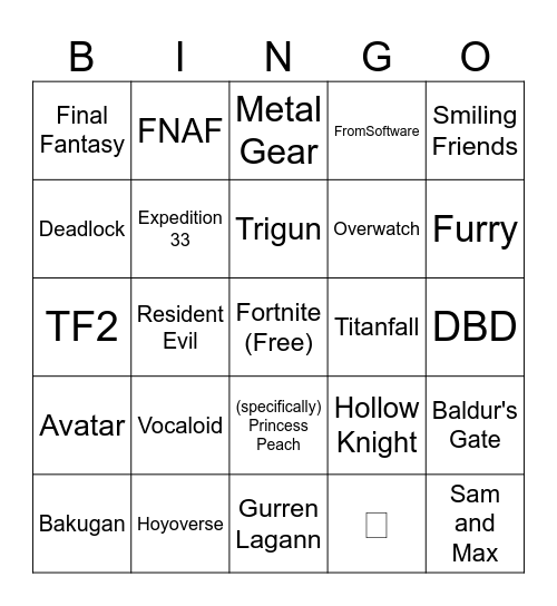 Goldnova '26 Cosplay Bingo (scuffed) Bingo Card
