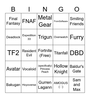 Goldnova '26 Cosplay Bingo (scuffed) Bingo Card