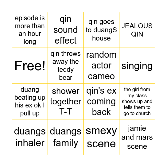 duang with you ep 7 BINGO Card