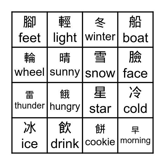 火部首BINGO Card