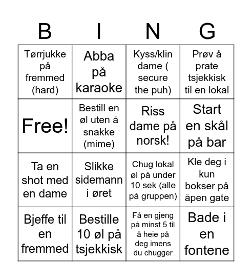 Puh bingo Card