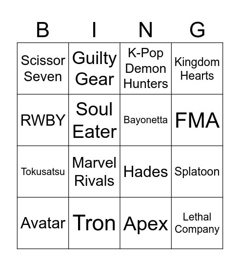 Goldnova '26 Cosplay Bingo (Abou) Bingo Card