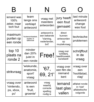 ksa quiz bingo Card
