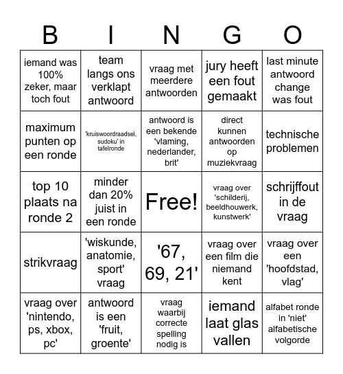 ksa quiz bingo Card
