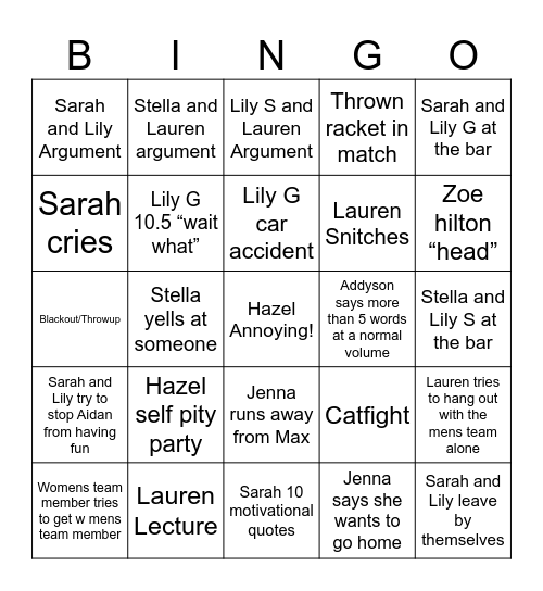 Wingo  26 Bingo Card